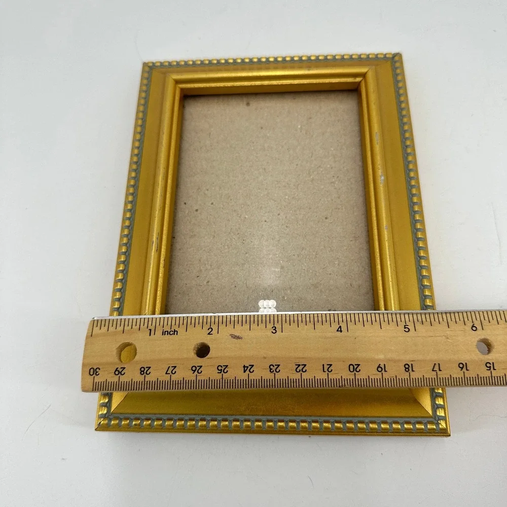 Gold Beaded 4x6 Picture Frame Tabletop Photo Display Classic Style